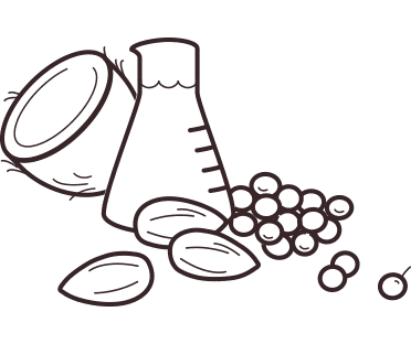 Almonds, grapes and a coconut with a beacon