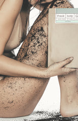Girl sitting down with coffee scrub on body